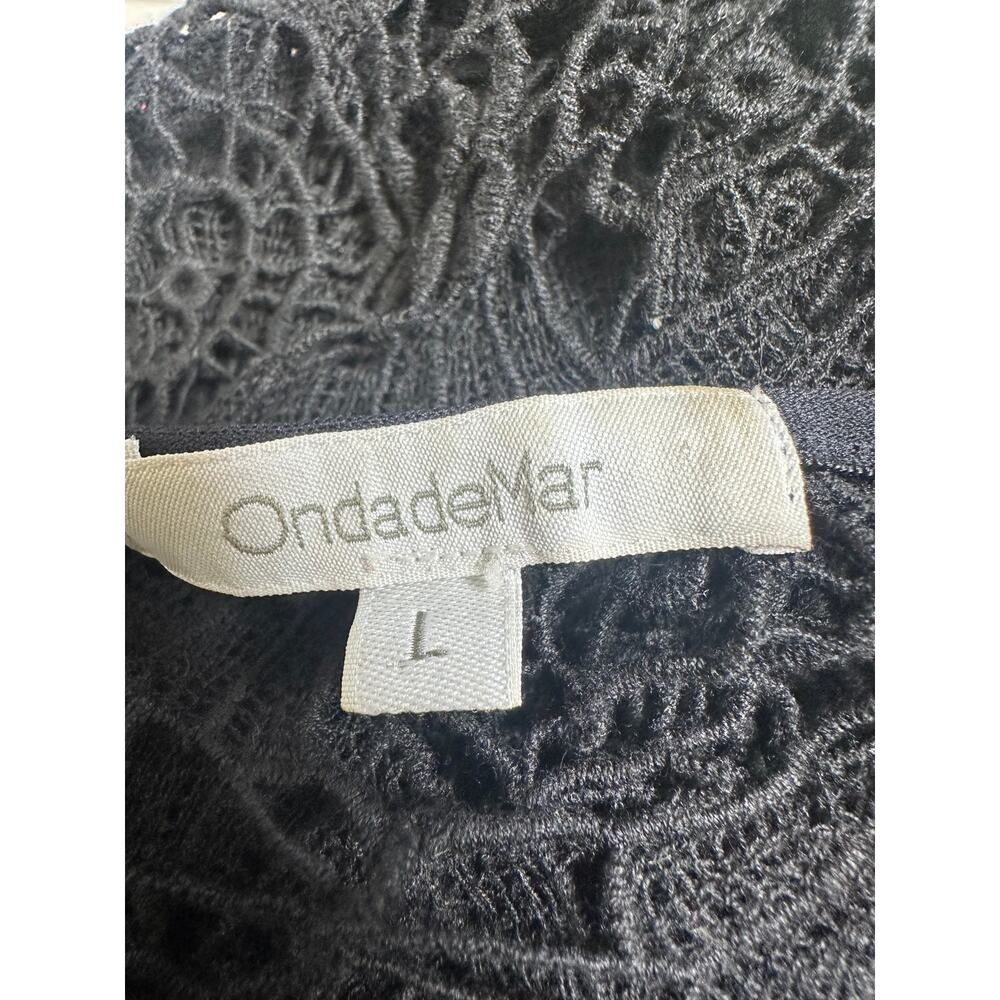 OndadeMar Black Crochet Cotton Swim Cover Up Tunic Beach Dress Large - Picture 8 of 9